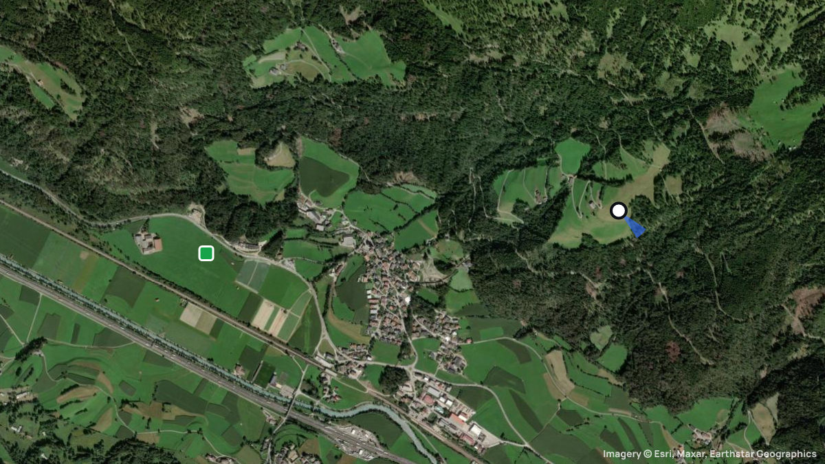 Satellite map of Partinges with its launches and landings