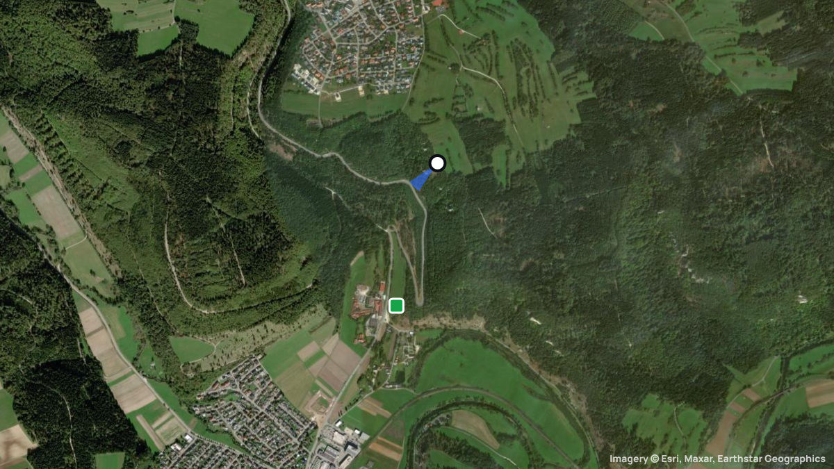 Satellite map of Kolbingen with its launches and landings