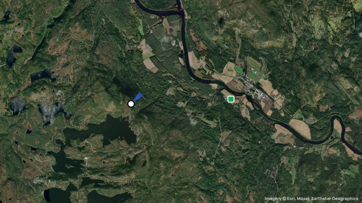 Satellite map of Flesberg with its launches and landings
