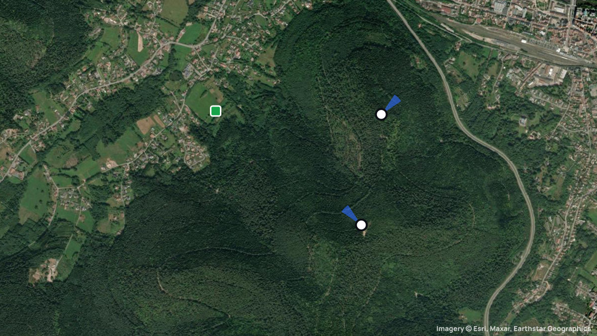 Satellitenkarte von La Roche St. Martin mit Start- und Landeplätzen