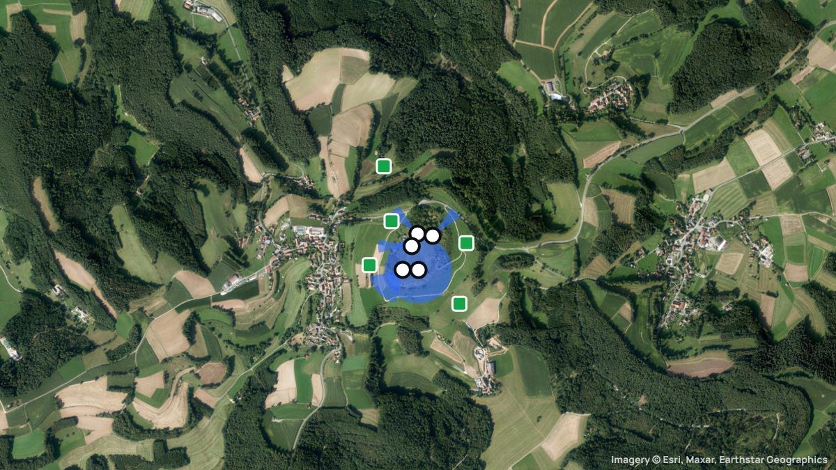 Satellitenkarte von Neubürg Hochfläche mit Start- und Landeplätzen
