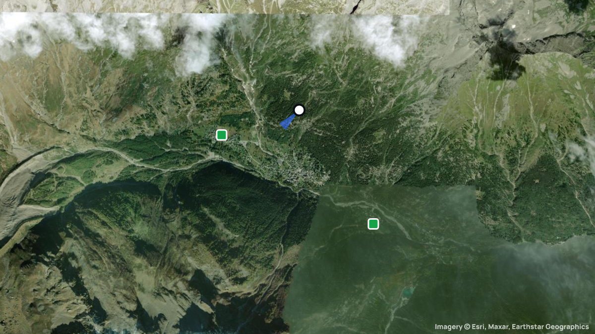 Satellitenkarte von Alpe Bil mit Start- und Landeplätzen