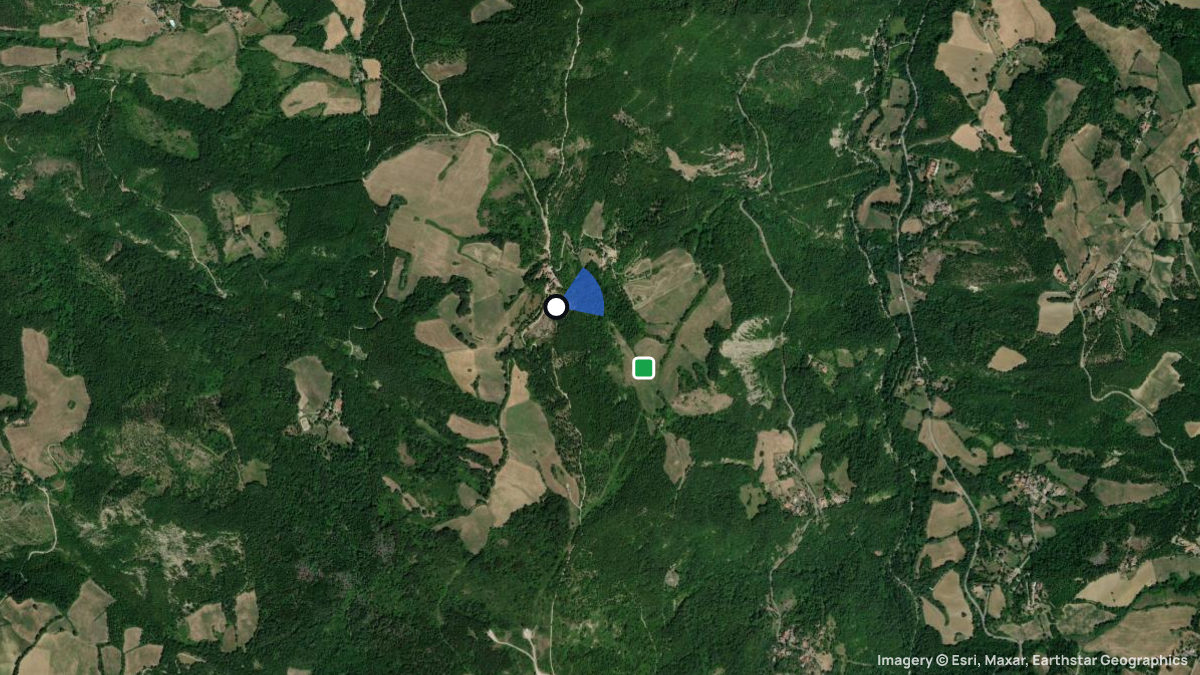 Satellitenkarte von Montevenere mit Start- und Landeplätzen