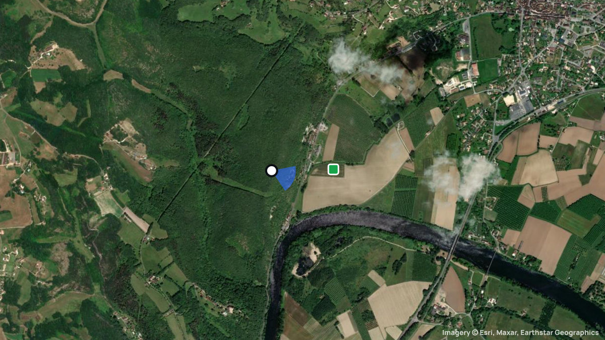Satellitenkarte von La Palombiere mit Start- und Landeplätzen