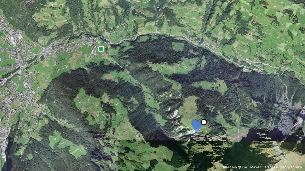 Satellite map of Wängihorn with its launches and landings