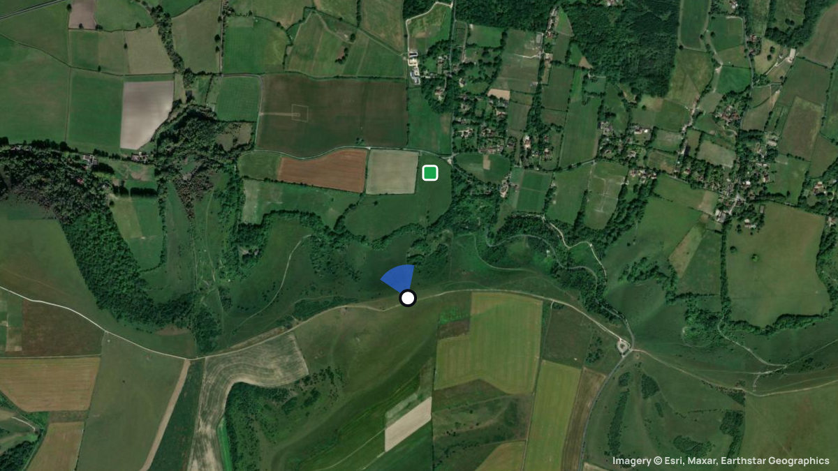 Satellite map of Ditchling Beacon with its launches and landings