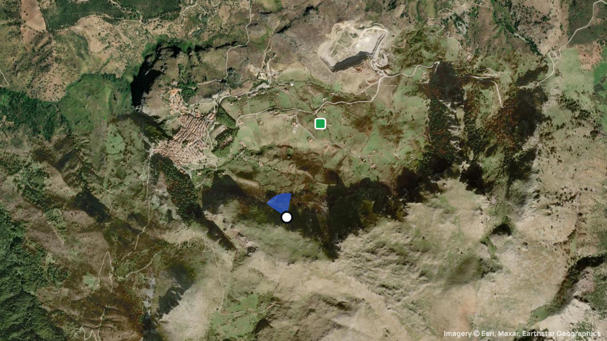 Satellite map of Gratteri with its launches and landings
