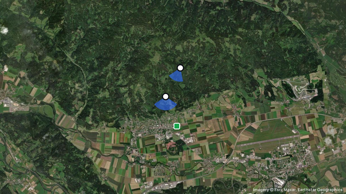 Satellitenkarte von Fohnsdorf mit Start- und Landeplätzen