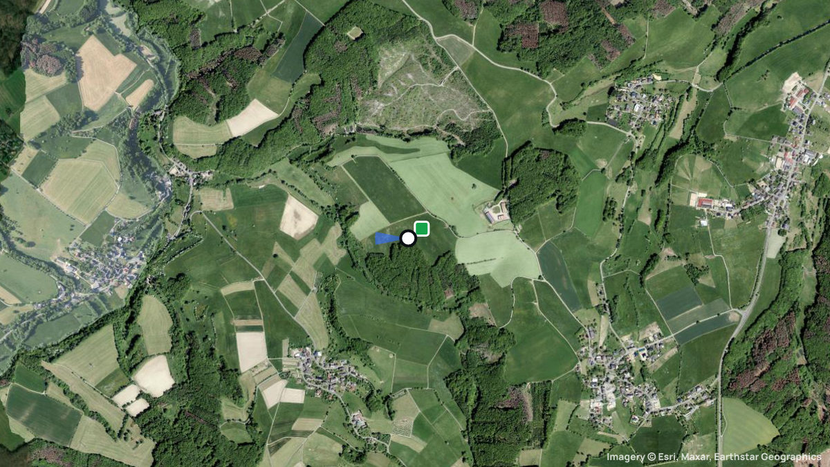 Satellitenkarte von Mühlenfeld mit Start- und Landeplätzen