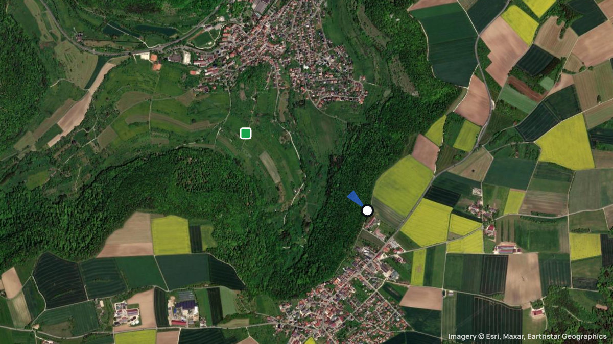 Satellitenkarte von Türkheim mit Start- und Landeplätzen