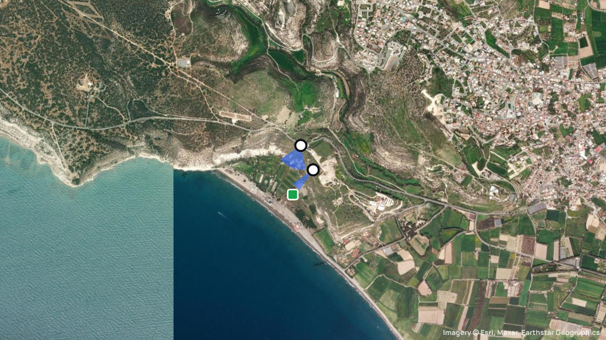 Satellite map of Curium with its launches and landings