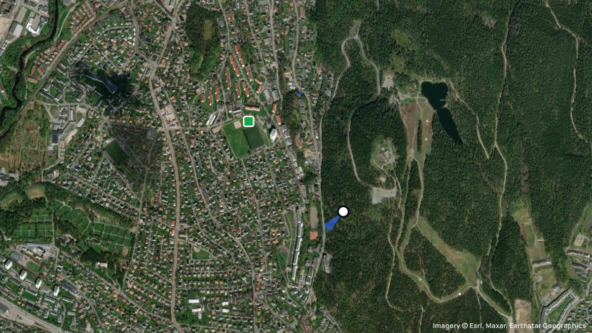 Satellite map of Grefsenkollen with its launches and landings