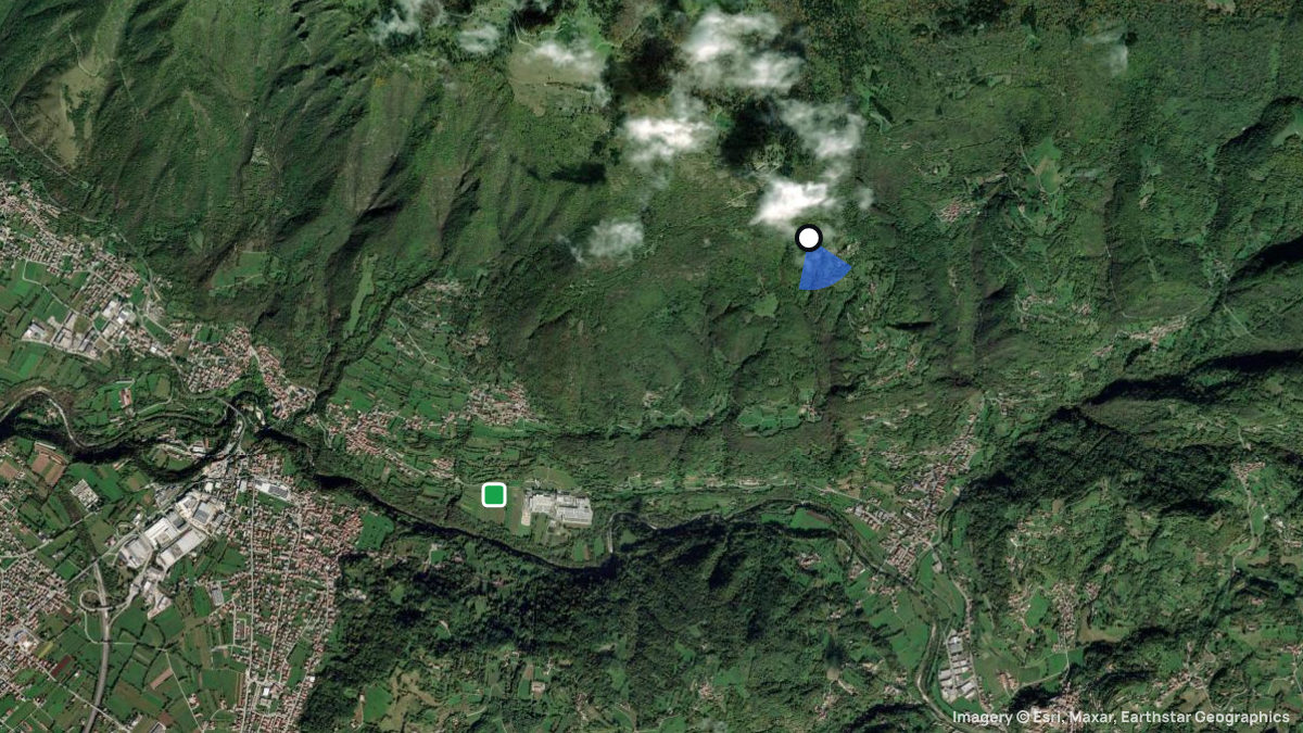 Satellite map of Caltrano with its launches and landings