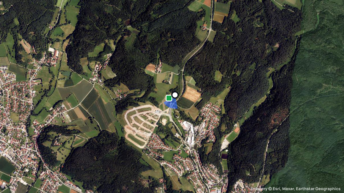 Satellite map of Pig Mountain with its launches and landings