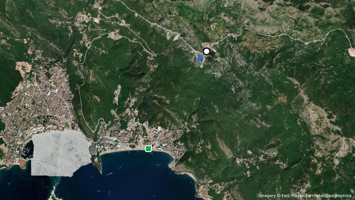 Satellite map of Budva with its launches and landings