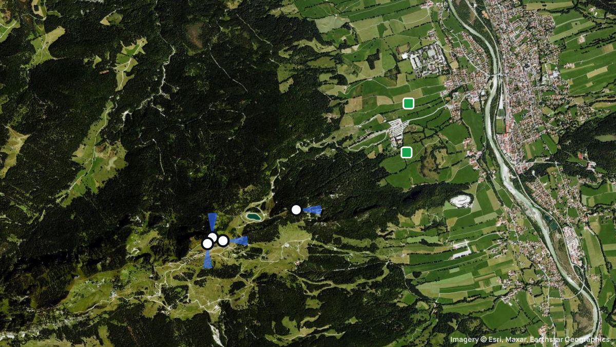 Satellitenkarte von Brauneck mit Start- und Landeplätzen