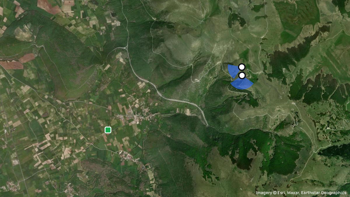 Satellite map of Rifugio Perugia with its launches and landings