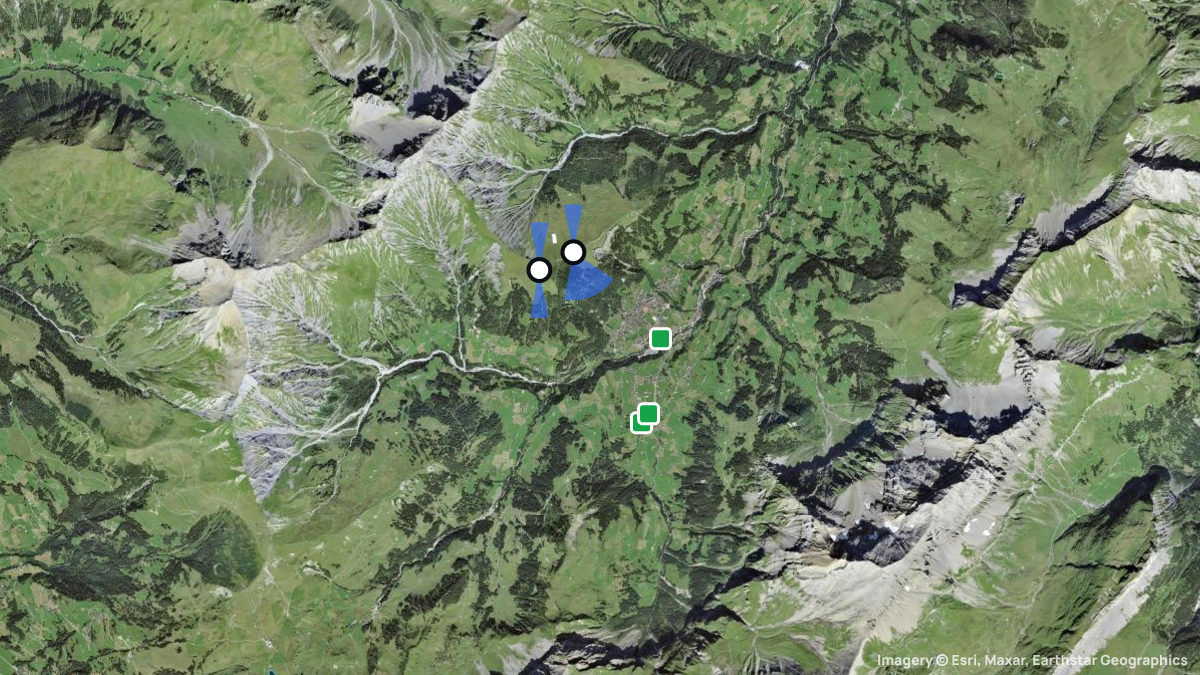 Satellitenkarte von Tschentenalp mit Start- und Landeplätzen