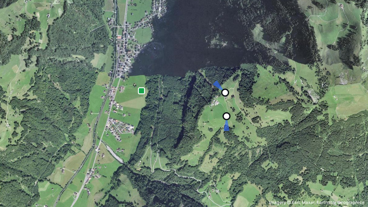 Satellitenkarte von Brändlen mit Start- und Landeplätzen