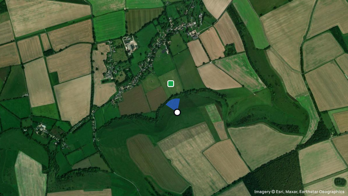 Satellitenkarte von Marleycombe mit Start- und Landeplätzen