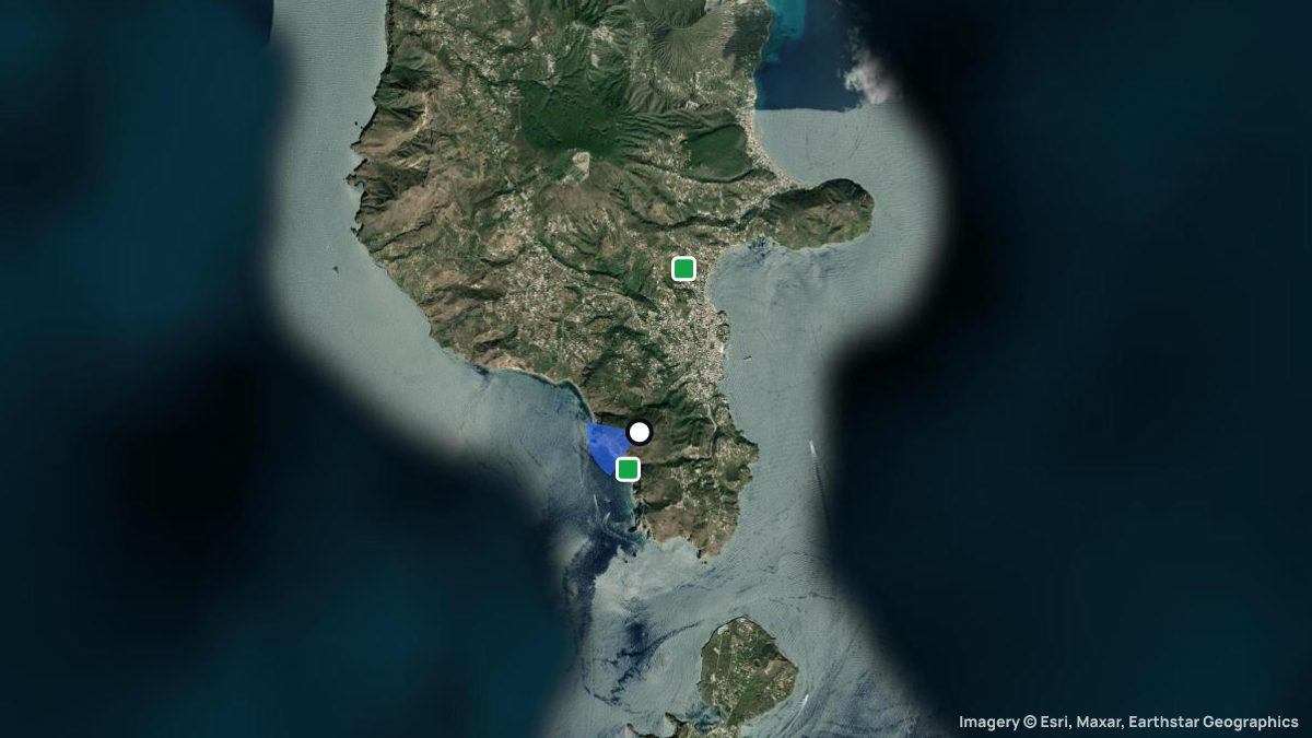 Satellite map of Monte Guardia with its launches and landings
