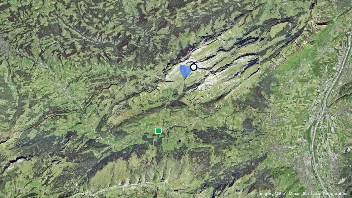 Satellitenkarte von Säntis mit Start- und Landeplätzen
