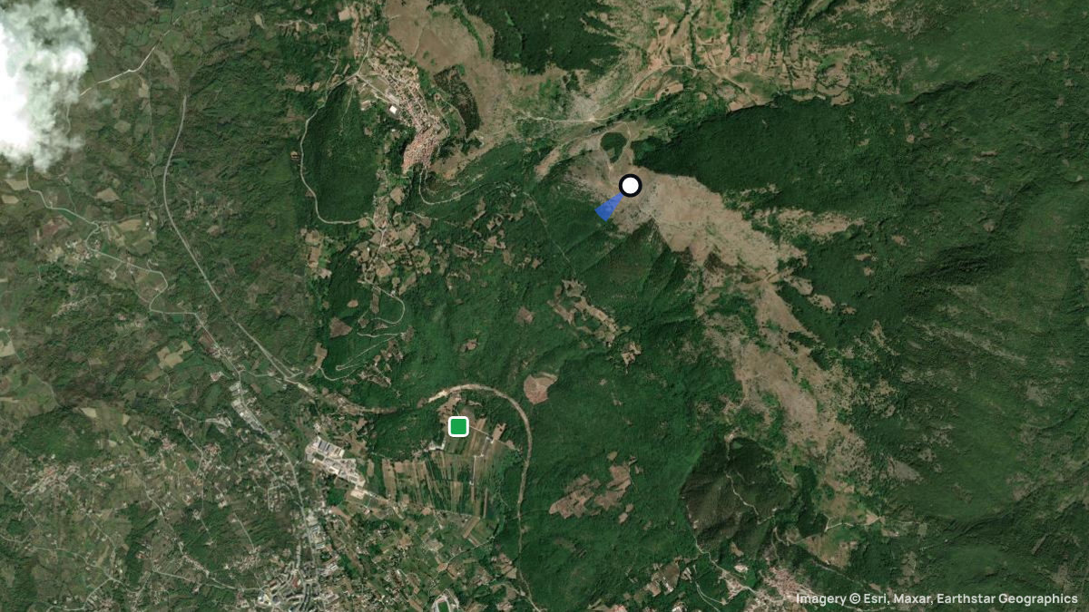 Satellite map of Miranda with its launches and landings