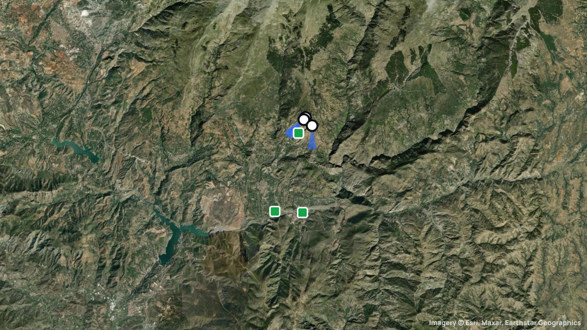 Satellite map of Orgiva with its launches and landings
