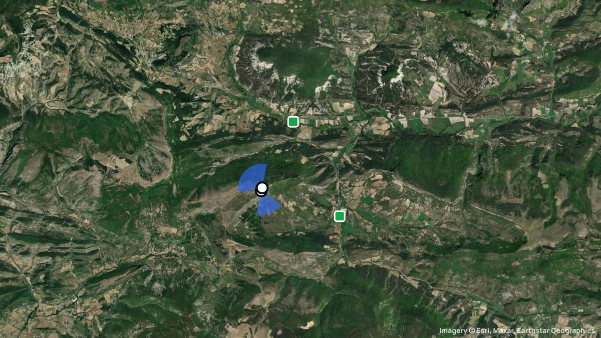 Satellitenkarte von Bergies mit Start- und Landeplätzen