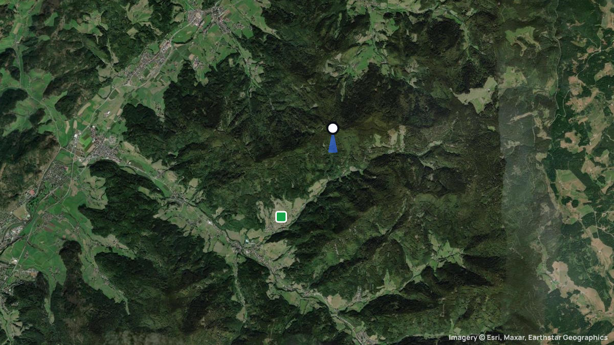 Satellitenkarte von Tafelbühl S mit Start- und Landeplätzen