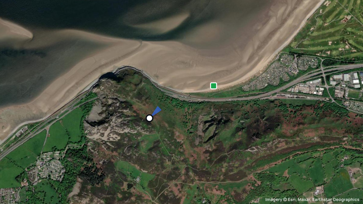Satellite map of Penmaenbach with its launches and landings