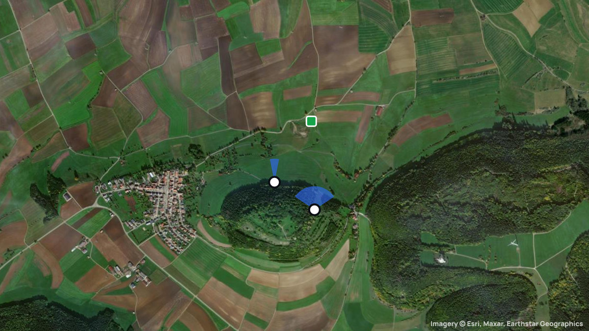 Satellite map of Fürstenberg Nord with its launches and landings