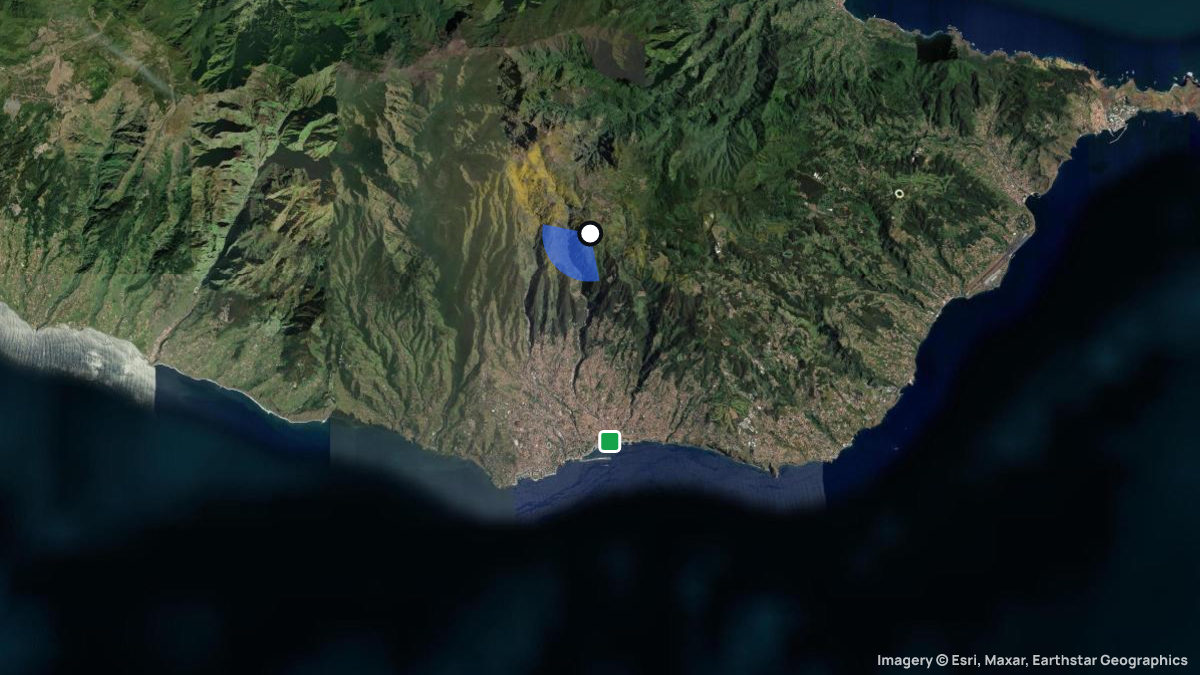 Satellite map of Chao da Lagoa with its launches and landings