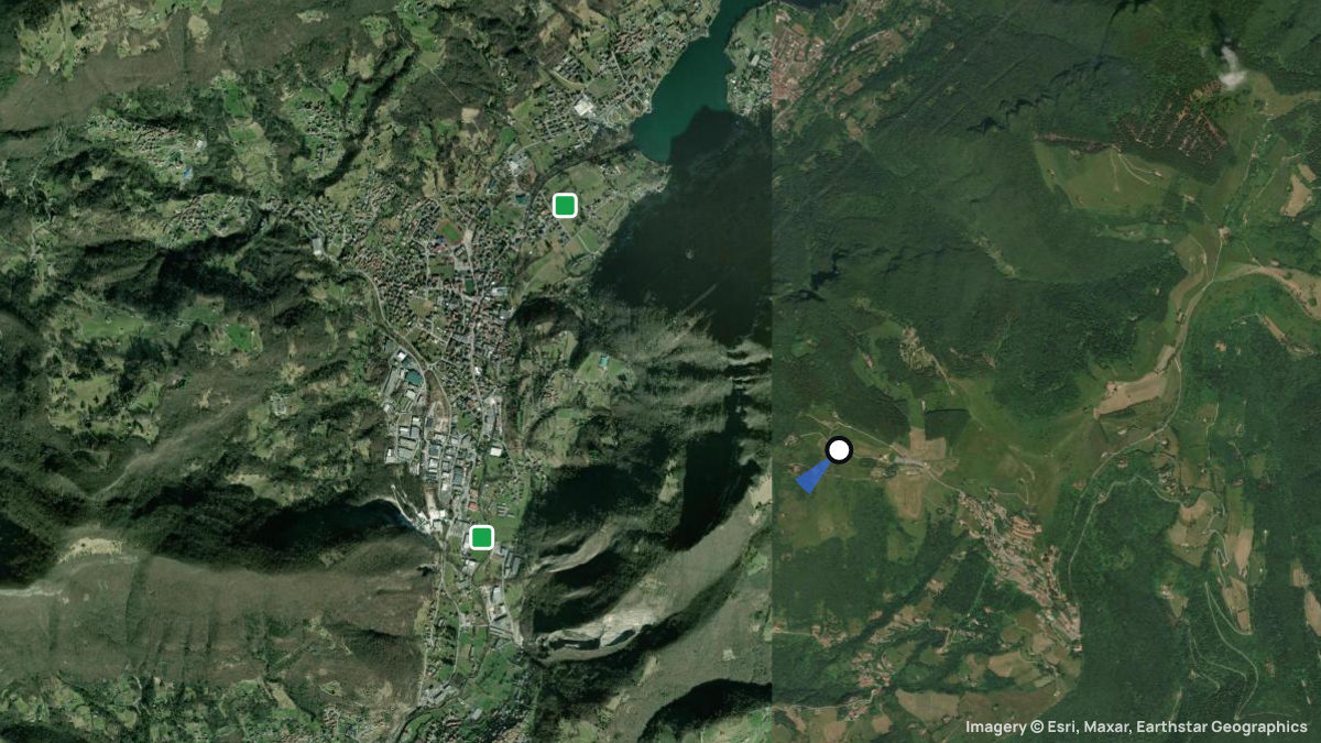 Satellite map of Colli di S. Fermo with its launches and landings