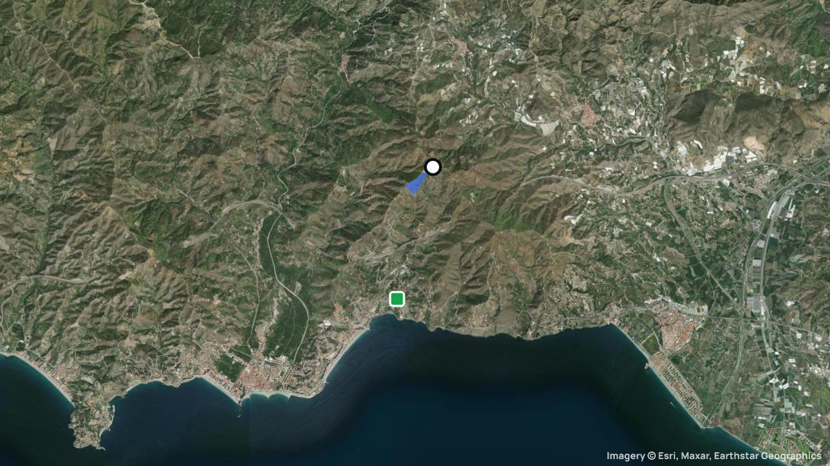 Satellite map of Cerro de Itrabo with its launches and landings