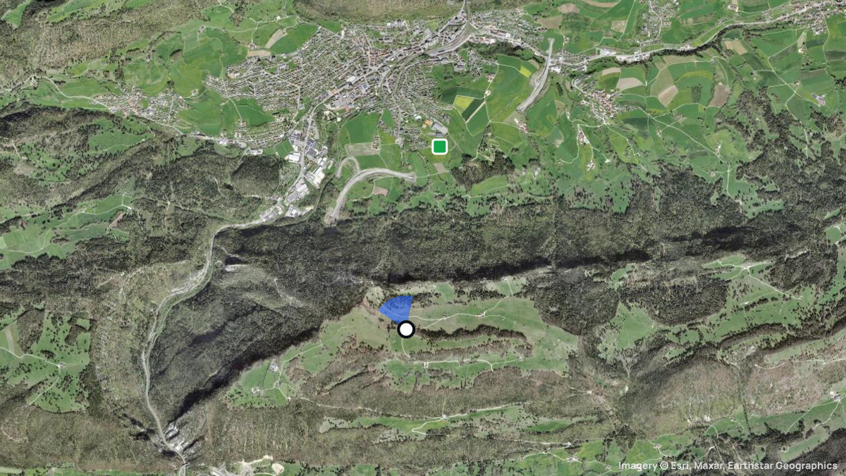 Satellitenkarte von Graitery mit Start- und Landeplätzen