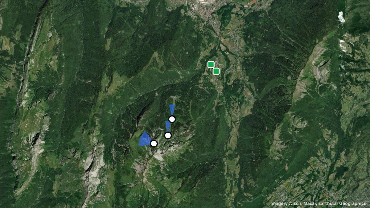Satellite map of Sambuy with its launches and landings
