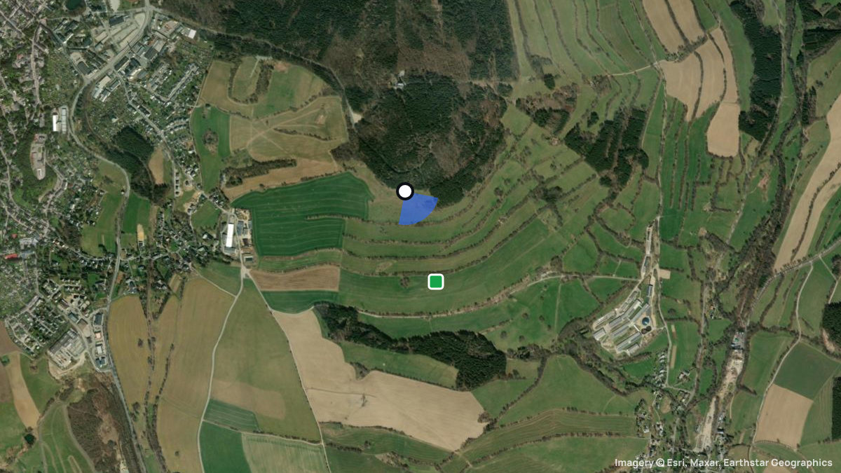 Satellitenkarte von Pöhlberg mit Start- und Landeplätzen