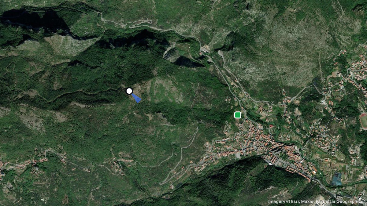 Satellite map of Toirano with its launches and landings