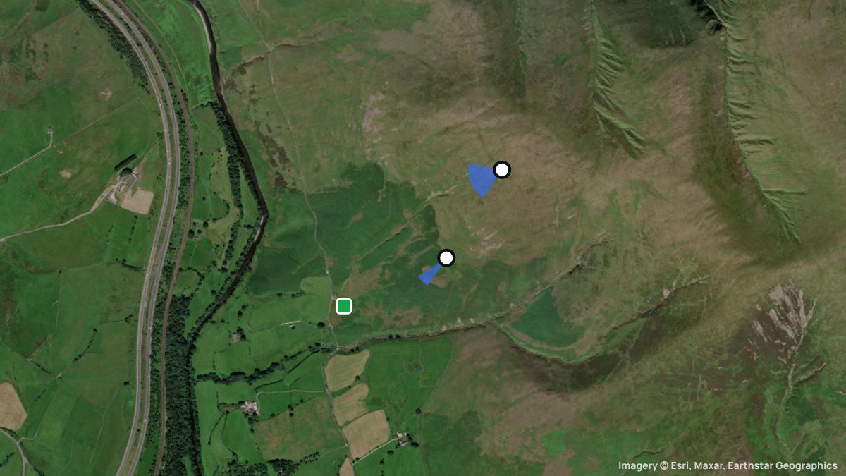 Satellite map of Whitestones with its launches and landings