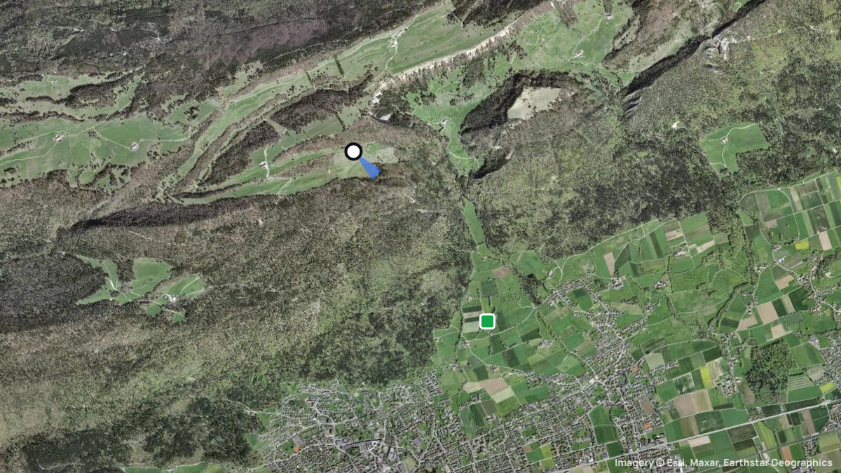 Satellitenkarte von Grenchenberg Bützen mit Start- und Landeplätzen