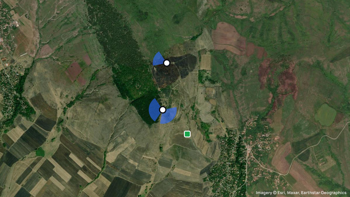 Satellitenkarte von Rasnik mit Start- und Landeplätzen