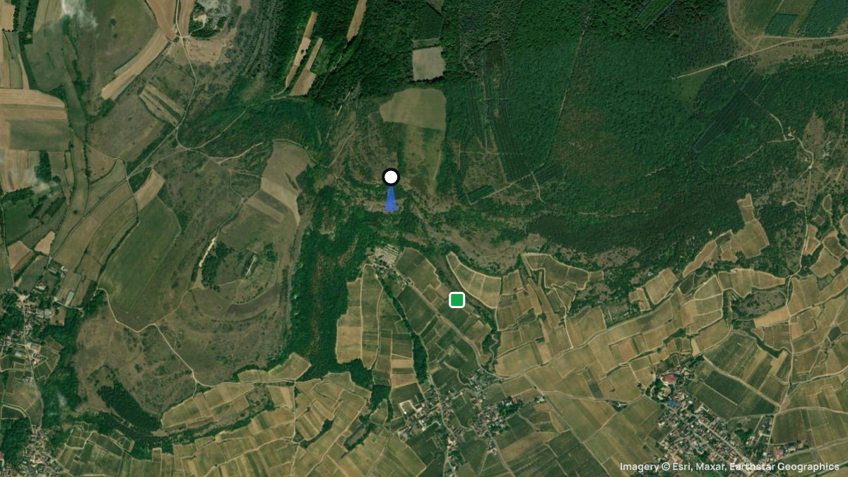 Satellite map of Santenay with its launches and landings