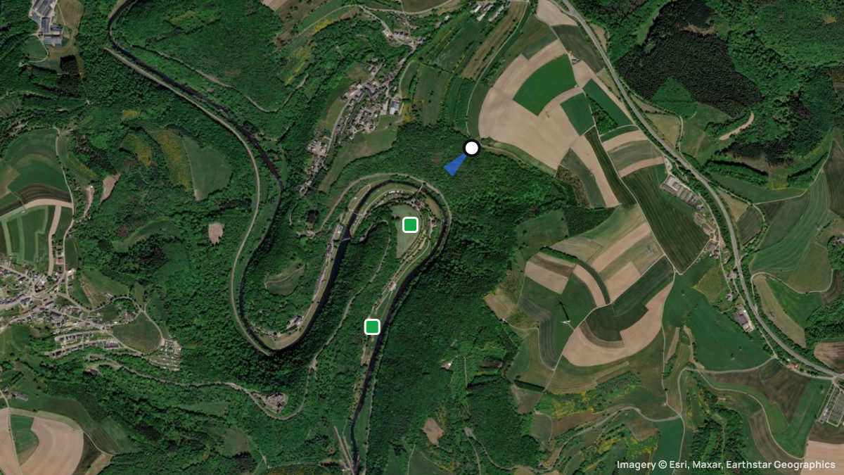 Satellitenkarte von Gringlay mit Start- und Landeplätzen