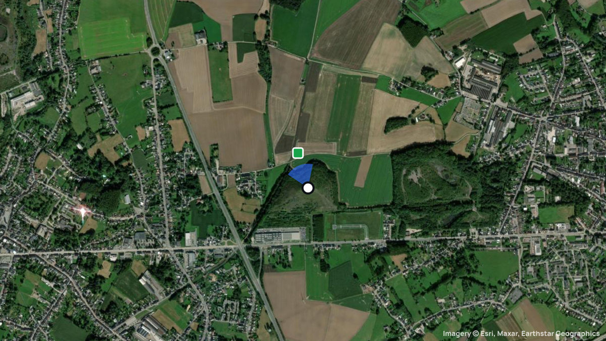 Satellite map of Terril d'Anderlues with its launches and landings