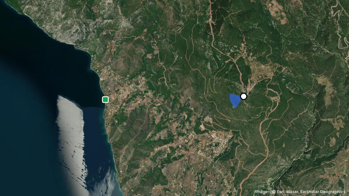 Satellite map of Dafni with its launches and landings
