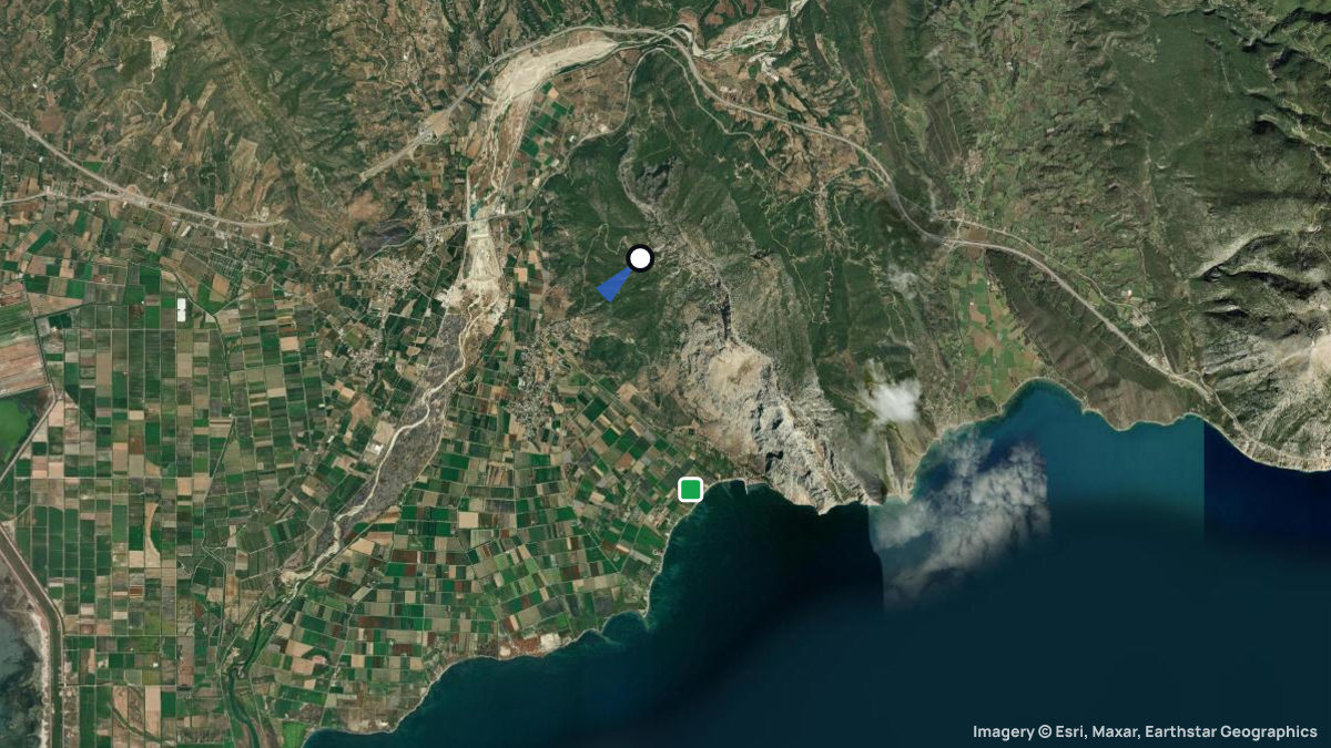 Satellite map of Paliostani with its launches and landings