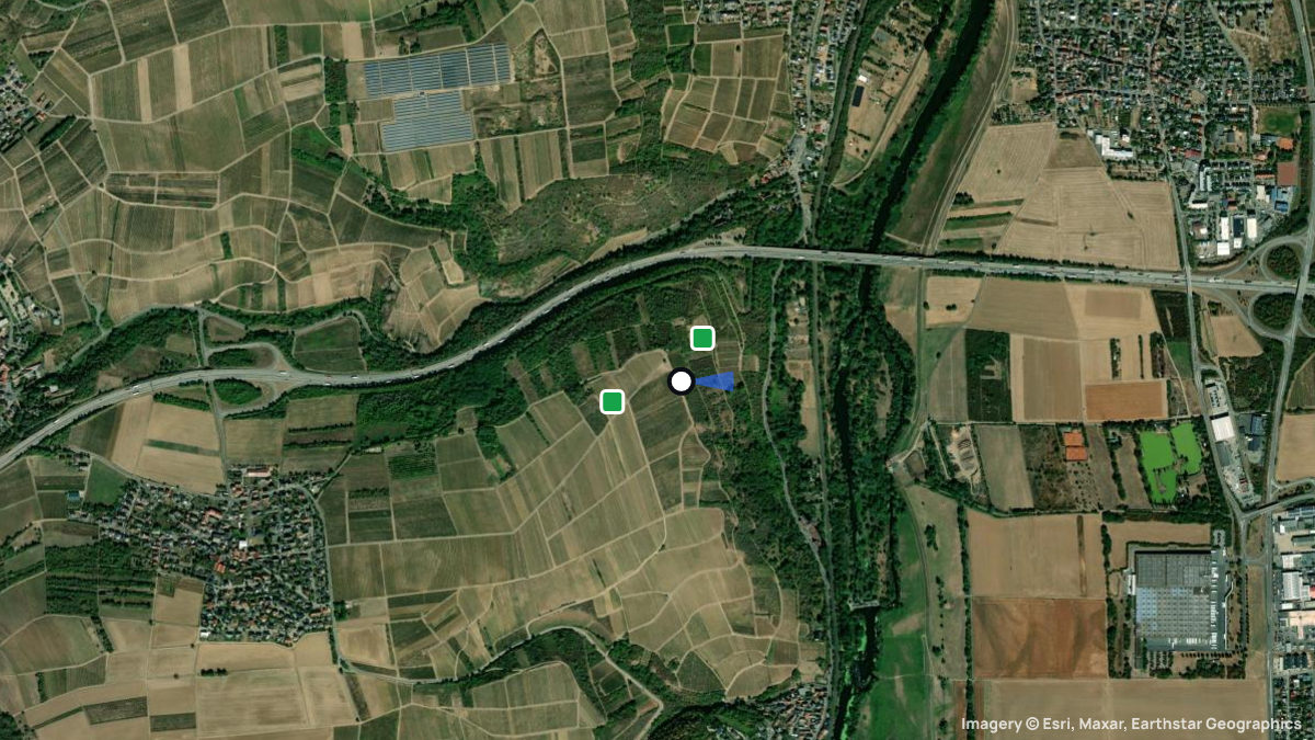 Satellitenkarte von Sponsheimer Berg mit Start- und Landeplätzen