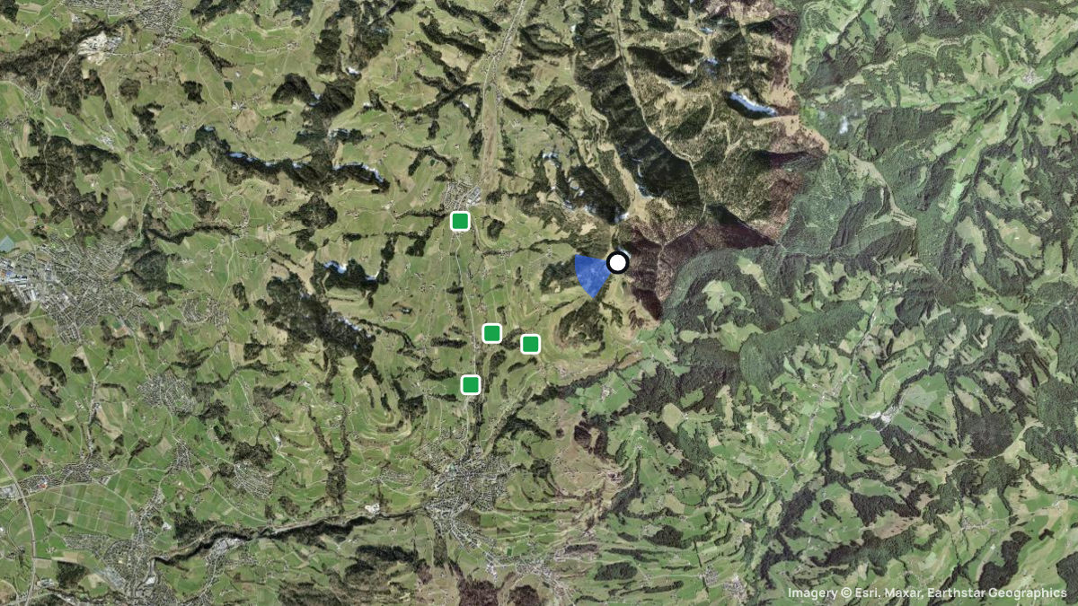Satellitenkarte von Alp Scheidegg mit Start- und Landeplätzen