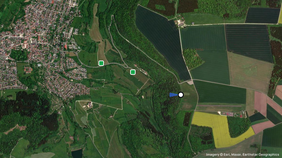 Satellite map of Messelberg with its launches and landings